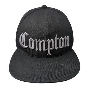 Compton Snapback Hat Black One Size Adjustable Embroidered 6 Panel Big Bear